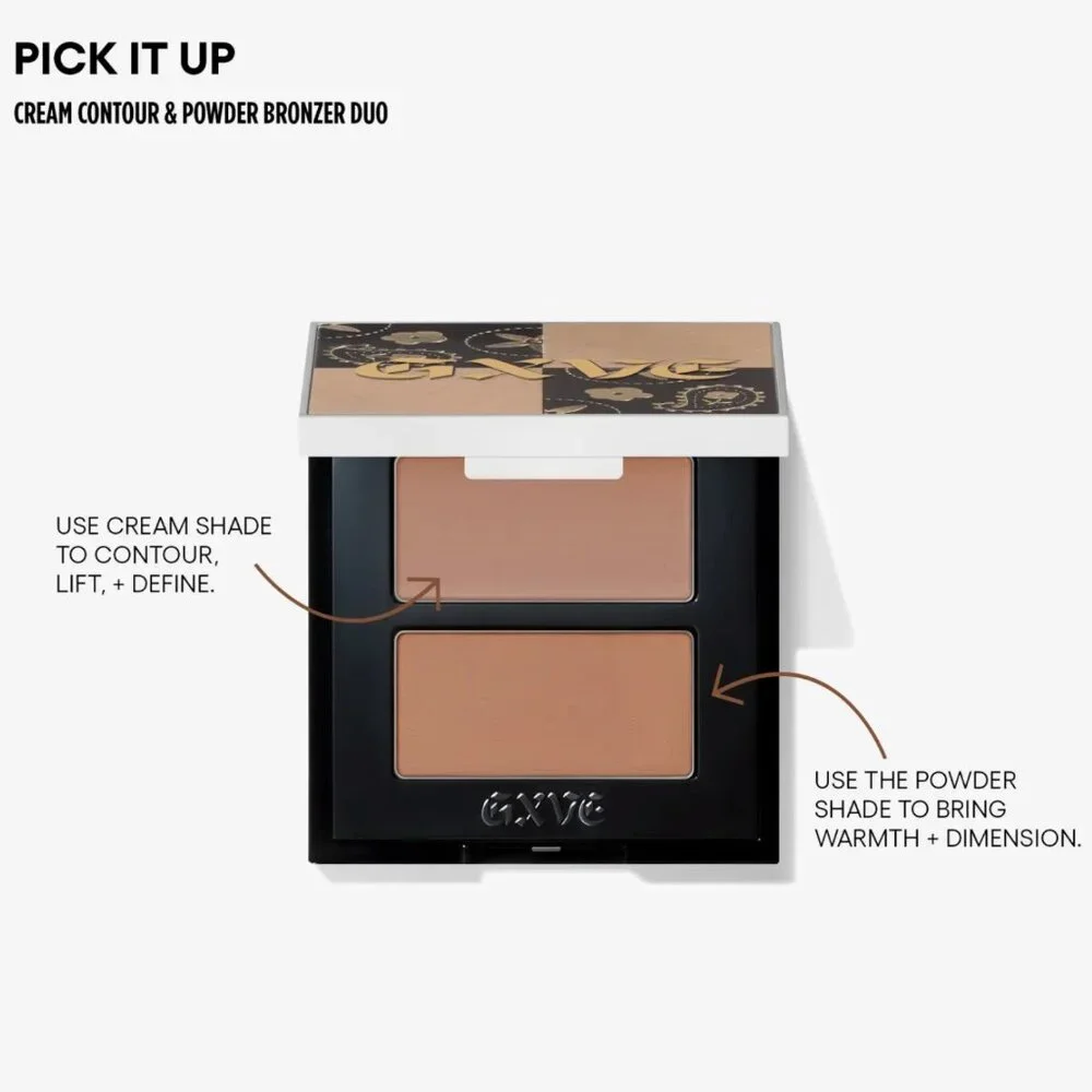 GXVE Pick It Up Cream Contour & Powder Bronzer Duo Smokin Shade‎ New